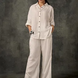 Phulkari Forever Shirt Collar Thread Work Pure Silk Shirt & Trousers-picture-22