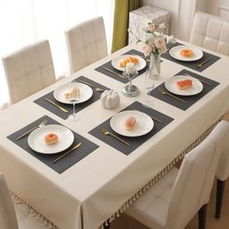 HOKIPO 6Pcs Black Rectangle Table Placemats-50