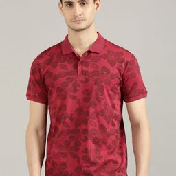Joven Men Floral Printed Polo Collar Cotton T-shirt-image-48