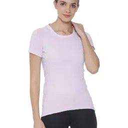 Campus Sutra Light Purple Textured Polyester T-Shirt-image-31