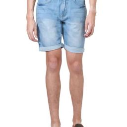 People Light Blue Mid Rise Shorts-image-20