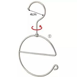 AS ONE Round E Hook for Display W12.5 cm × H21 cm × Φ4 mm Chrome, 61-197-11-1 (Set of 3 pcs)-56