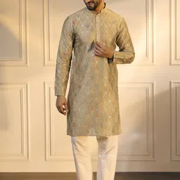 Anouk Men Geometric Embroidered Gotta Patti Kurta-image-57