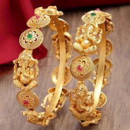 Karatcart Gold-Plated Lord Ganesha Temple Bangles Set for Women - Set of 2-48