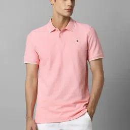 Louis Philippe Sport Pink Cotton Slim Fit Polo T-Shirt-image-19