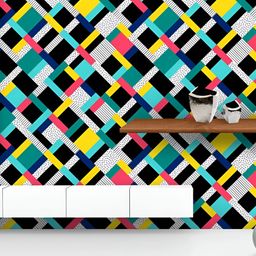 ArtzFolio Printed UV-Resistant Anti-Bacterial Colorful Rectangles Peel & Stick Wallpaper-image-4