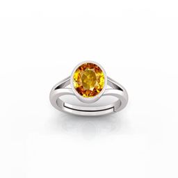 todani jems 5.25 Ratti Silver Plated Adjustable Pukhraj Yellow Sapphire Gemstone Stone Ring-picture-19