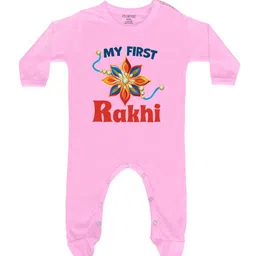 FFLIRTYGO Infants Kids My First Rakhi Printed Round Neck Sleepsuit-image-76