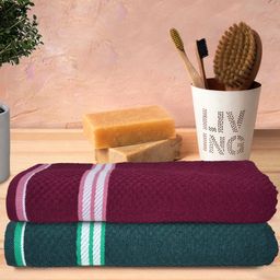 Athom Living Popcorn Textured Solid Bath Towel Pack Of 2 - Multicolor-image-93