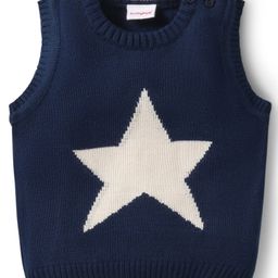 Babyhug Knitted Sleeveless Pullover Sweater Vest with Star Design - Navy Blue-image-23