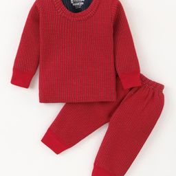 Bodycare Cotton Full Sleeves Thermal Set - Red-image-9