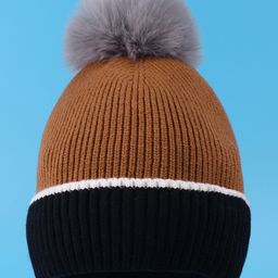 Pine Kids Woolen Cap With Pom Pom Applique - Brown-picture-13