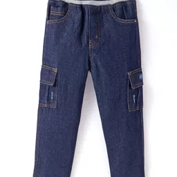 JASH KIDS Knit Full Length Solid Denim Jeans - Navy Blue-picture-46