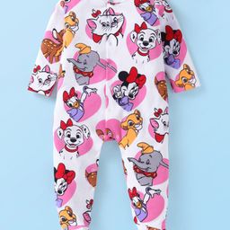 Babyhug Disney Interlock Full Sleeves Sleep Suit With Multi Characters Print - White-image-101