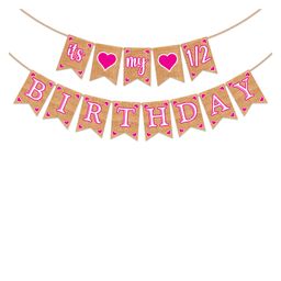 Zyozi Its my 1/2 Birthday Paper Banner - Half Birthday Decorations Kit Pink-image-31