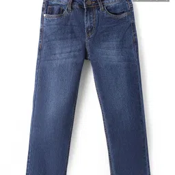Pine Kids Woven Full Length Solid Washed Denim Jeans - Navy Blue-picture-48