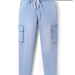 Pine Kids Denim Full Length Washed Jeans with Pockets - Light Blue-picture-4
