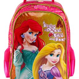 Disney Princess Premium School Bag Dark Pink and Yellow - Height 16 Inches-image-37