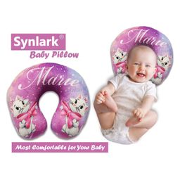 Synlark New Born Baby Soft Neck Supporting Printed Pillow for Head Shaping - Pink-22