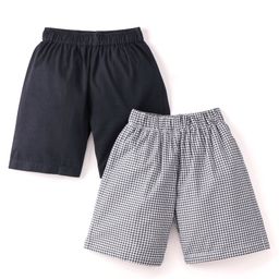 Rikidoos Cotton Pack Of 2 Solid & Checked Boxers - Grey & Navy Blue-image-81