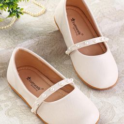 Cute Walk by Babyhug Slip On Ballerina with Pearl Detailing - Beige-image-79