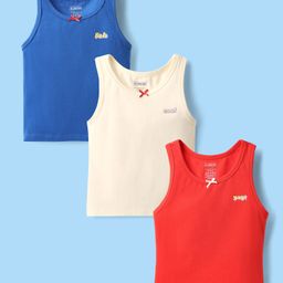 Pine Kids Cotton Lycra Knit Sleeveless Vests With Text Print Pack Of 3 (Colour May Vary)-image-20