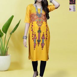 HERE&NOW Selection Of 3 Ethnic Motifs Printed Straight Kurtas-image-60