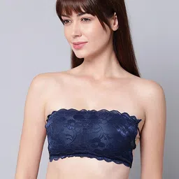 Women Net Blue Padded Non-Wired Lingerie Bra Sport wear Gym Crop Tank Top-29