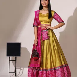 Fabcartz Printed Semi-Stitched Lehenga & Unstitched Blouse With Dupatta image 1