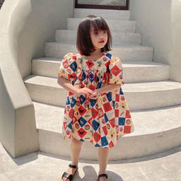 StyleCast x Revolte Girls Geometric Printed Round Neck Gathered or Pleated A-Line Dress-image-62