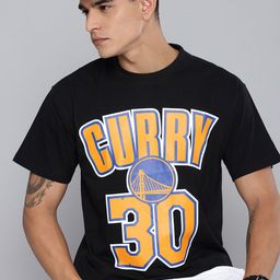 NBA Men Steph Curry Printed Drop-Shoulder Sleeves Oversized Pure Cotton T-shirt-image-6