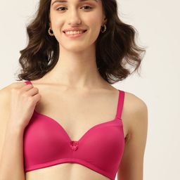 DressBerry Fuchsia Pink Solid Lightly Padded T-shirt Bra-28