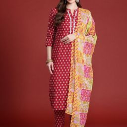 Anouk Ethnic Motifs Print Kurta with Trousers & Dupatta image 4