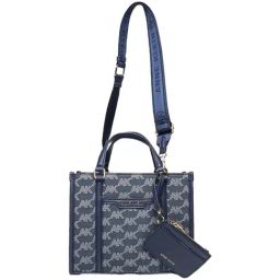 Anne Klein Blue Printed Handbag with Card Case-image-27