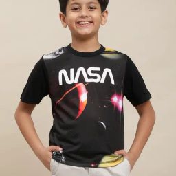 Kidsville Nasa Printed Black Tshirt For Boys-picture-40