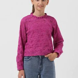 VERO MODA GIRL Purple Embroidered Full Sleeves Top-image-36