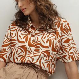 Vero Moda Beige & Brown Viscose Printed Shirt-picture-0
