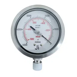 Japsin Instrumentation Industrial Capsule Vacuum Gauge Analog Display -5000 mmWc to 0 Range 100 mm Dial Size for Industrial Use-94