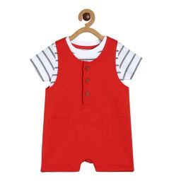 MINIKLUB Boys White & Red Striped T-Shirt with Dungaree-image-42