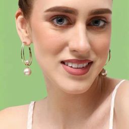 Sohi Gold Plated Party Pearls Drop Earrings image 2
