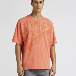 Pepe Jeans Peach Red Cotton Loose Fit Printed T-Shirt-image-72