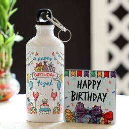 FNP Multicolor Aluminium Birthday Special Bottle & Table Top Combo (750ml) - Set of 2-48
