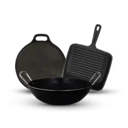 The Indus Valley Black Cast Iron 3 Piece Cookware Set-image-63