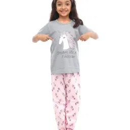 Nite Flite Kids Pink & Grey Dream Like A Unicorn Pyjama Set-image-26