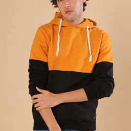 Campus Sutra Mustard & Black Full Sleeves Hoodie-picture-36