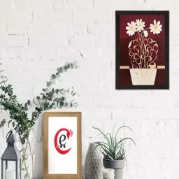eCraftIndia Botanical Pot and Flower Matt Textured UV Art Painting-12