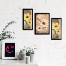 eCraftIndia Set of 3 Botanical and Floral Satin Matt Textured UV Art Painting-12