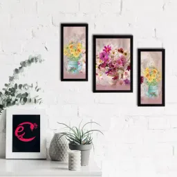 eCraftIndia Set of 3 Botanical and Floral Satin Matt Textured UV Art Painting-29