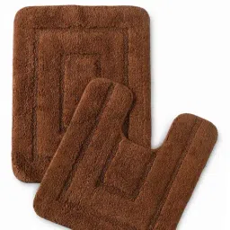 Saral Home Abstract Brown Cotton Anti Slip Bath Mats - Set of 2-26