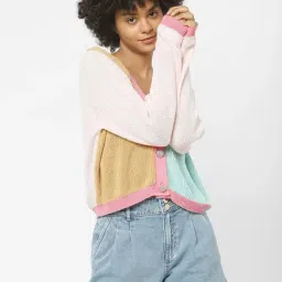 Only Light Pink Self Design Cardigans-picture-37